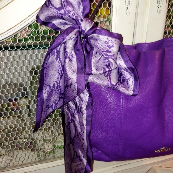 Coach Purple Snake Print Silk Scarf Sash - Picture 1 of 11